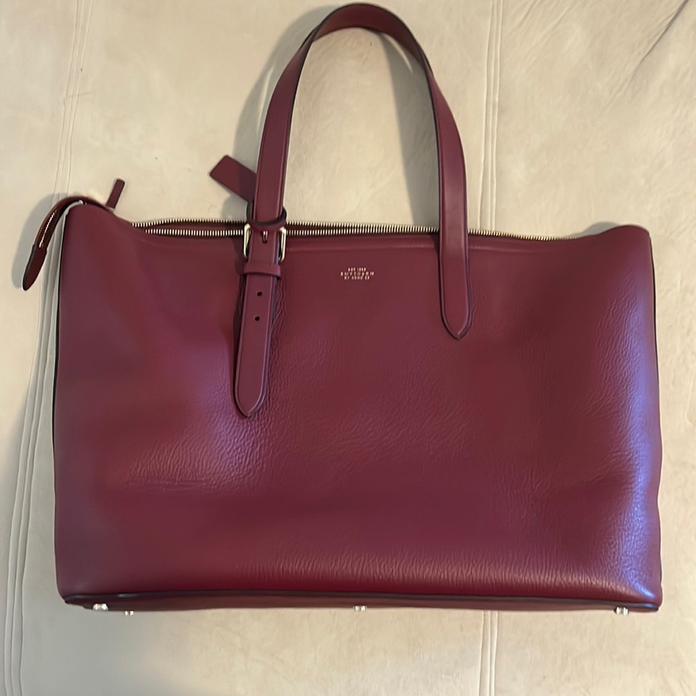 Smythson Zipped Tote in Crimson